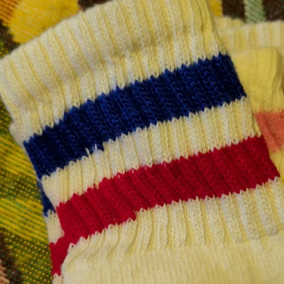 American Trench White Socks with Pink and Green Stripes - Picture 5 of 7